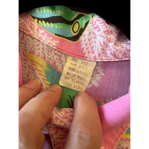 Vintage Tropical Coverup Long sleeve Button Down Shirt-One Size - Picture 4 of 6